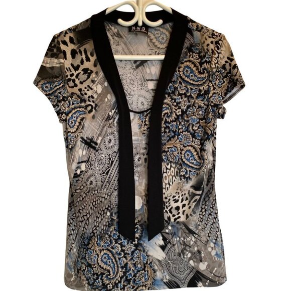 𝅺n.w.d Fashion Top,  Multicolor floral print, Sz L - Picture 2 of 6